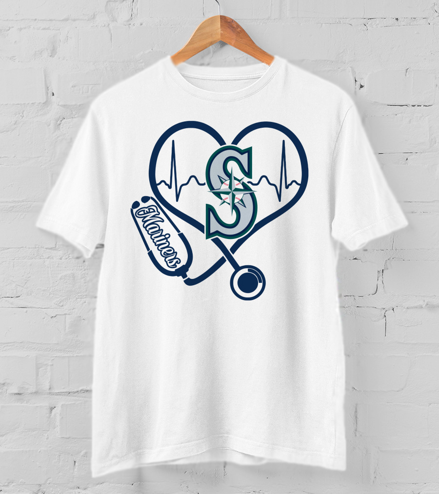 Seattle Mariners Nurse Heartbeat Stethoscope T-Shirt