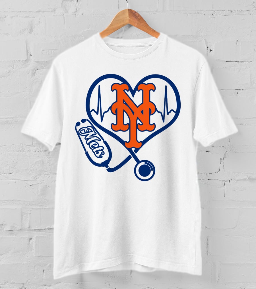 New York Mets Nurse Heartbeat Stethoscope Mets T-Shirt