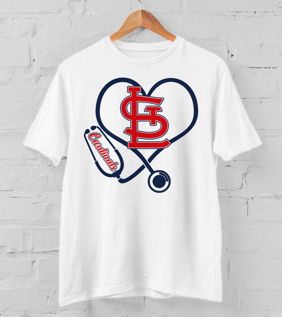 St. Louis Cardinals Nurse Heart Stethoscope Love T-Shirt