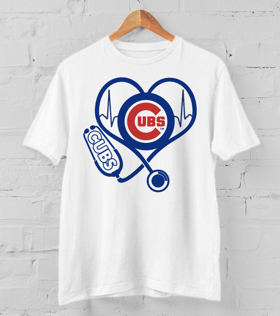 Cubs Heartbeat Nurse Stethoscope Chicago Cubs T-Shirt