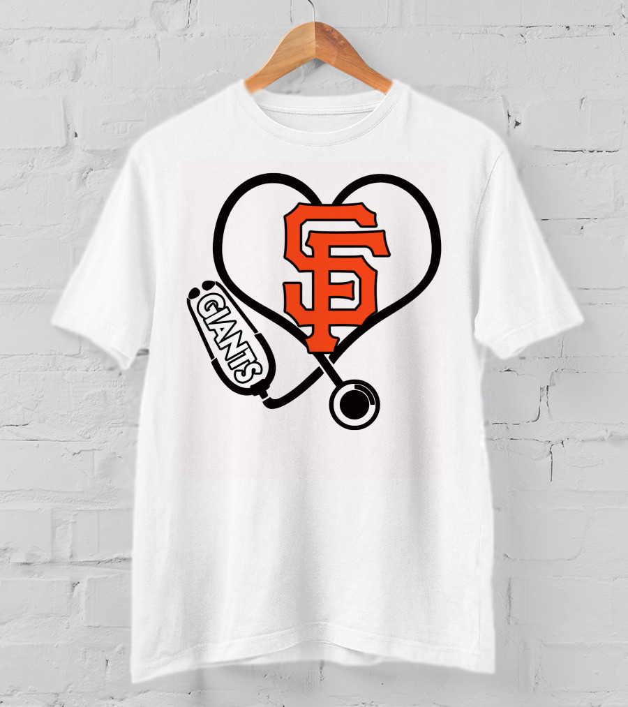 San Francisco Giants Nurse Love Heart Stethoscope T-Shirt