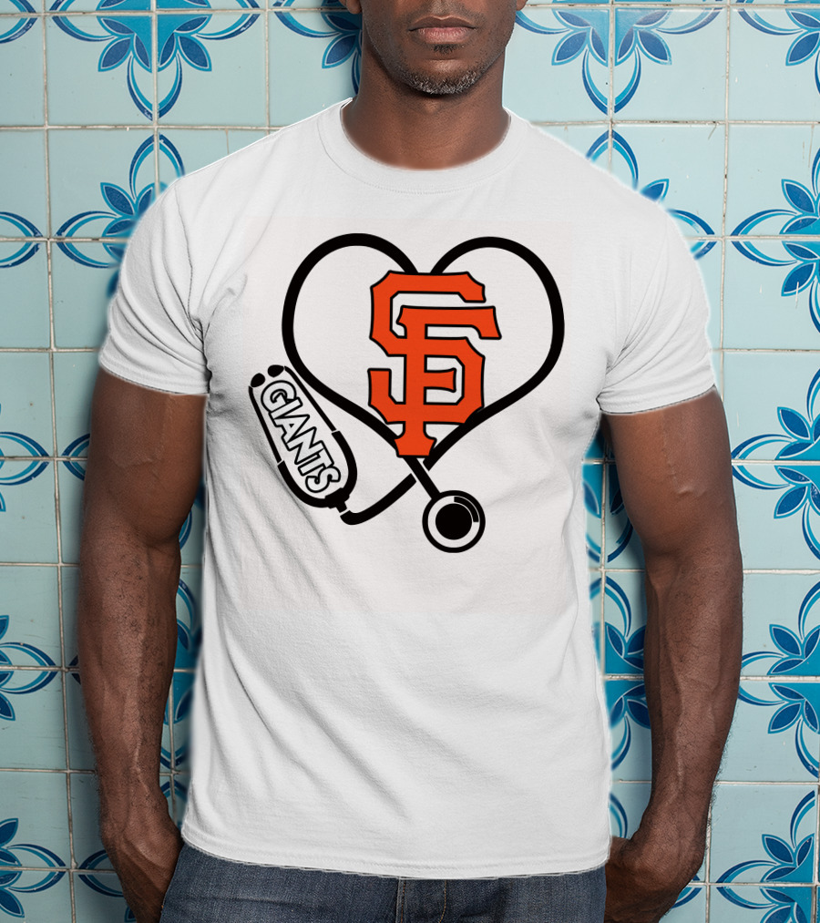 San Francisco Giants Nurse Love Heart Stethoscope T-Shirt