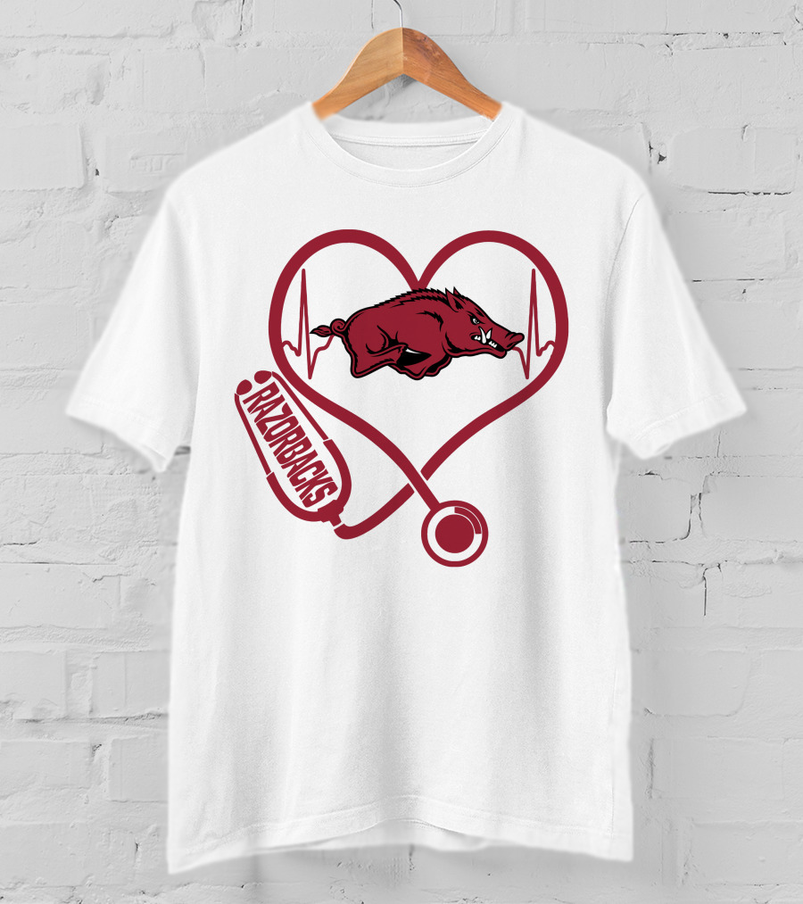 Razorbacks Nurse Heartbeat Arkansas Love T-Shirt