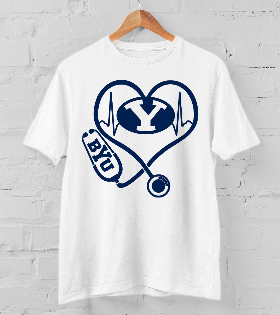 Nurse Love BYU Heartbeat Stethoscope T-Shirt