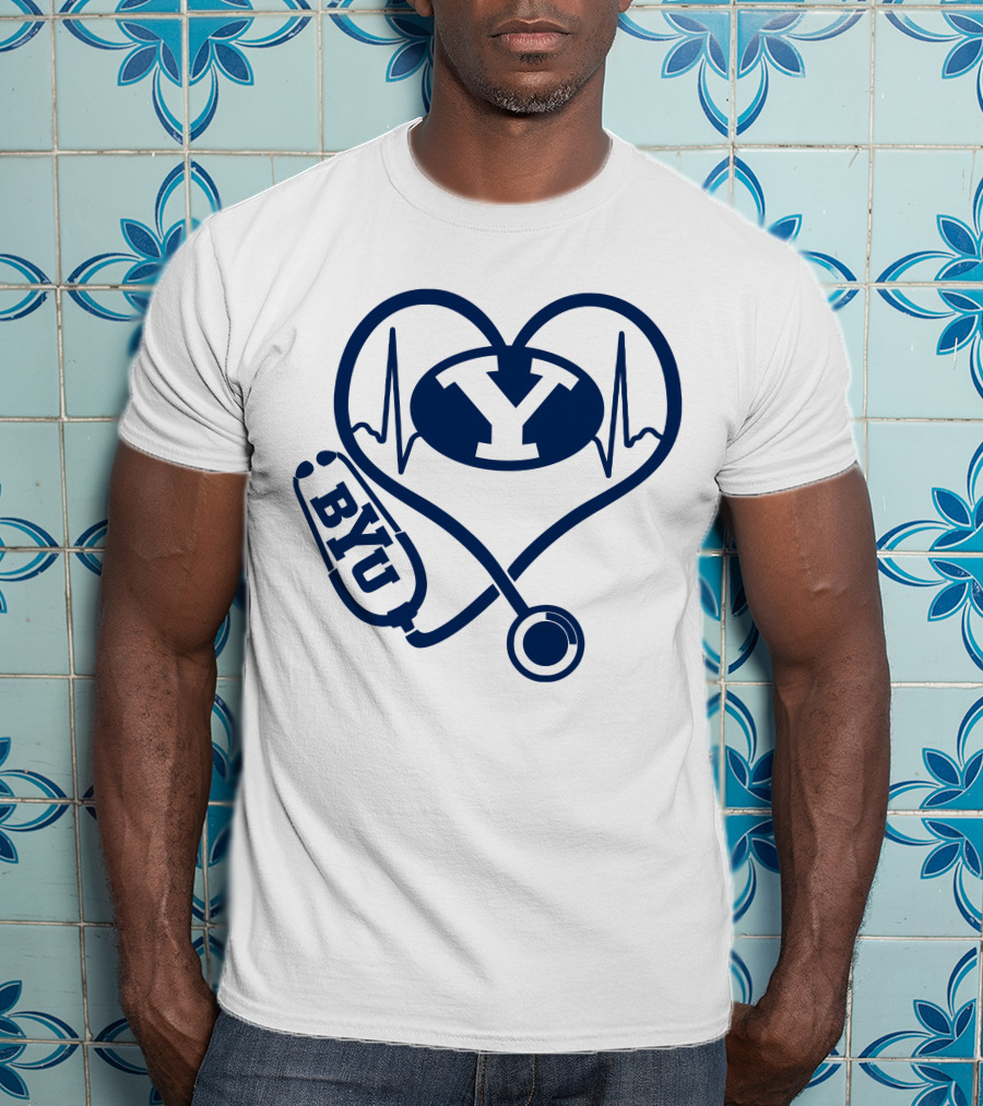Nurse Love BYU Heartbeat Stethoscope T-Shirt
