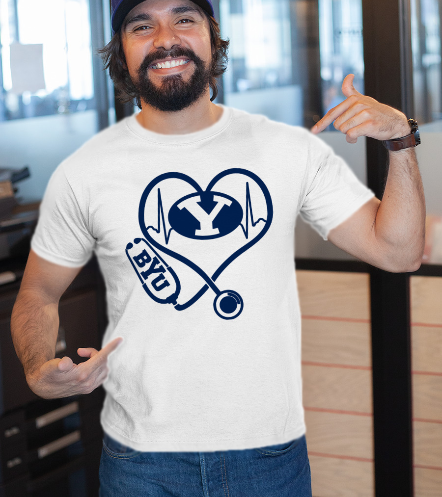 Nurse Love BYU Heartbeat Stethoscope T-Shirt