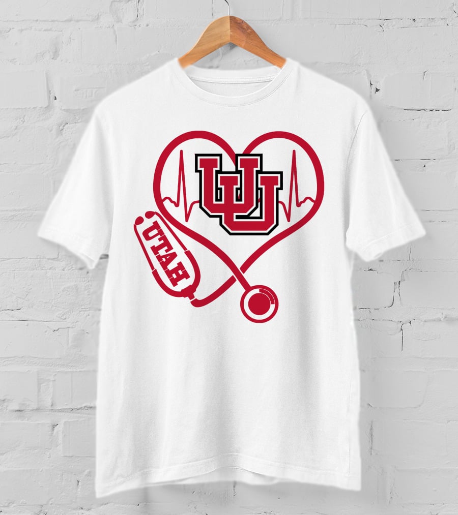 Utah Utes Nurse Heartbeat Stethoscope T-Shirt
