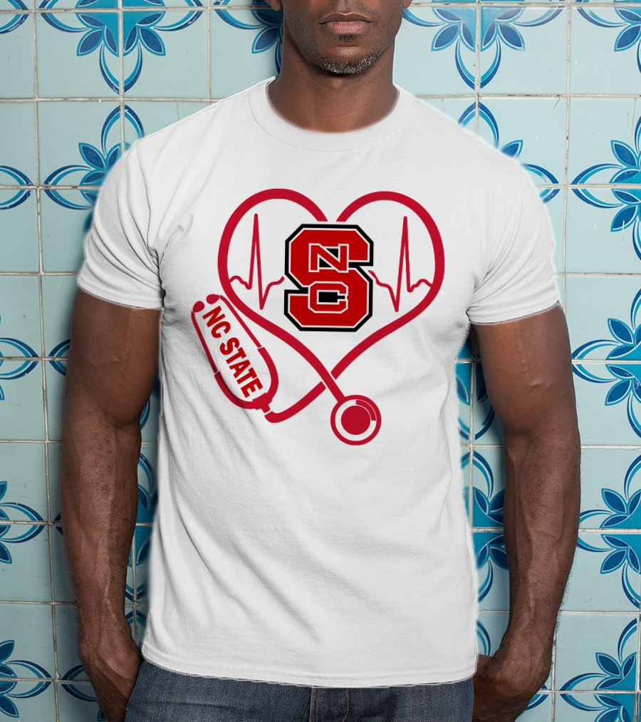 Nc State Wolfpack Heartbeat Nurse Love T-Shirt