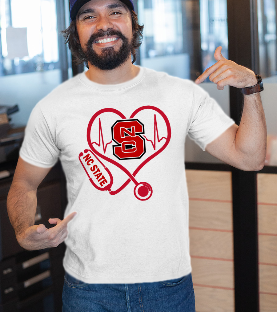 Nc State Wolfpack Heartbeat Nurse Love T-Shirt
