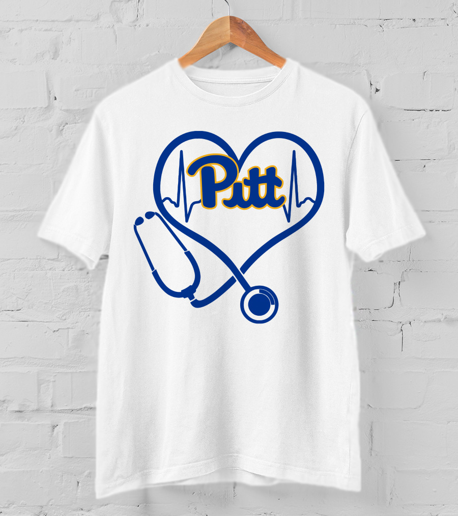 Pittsburgh Panthers Nurse Heartbeat Stethoscope Pitt T-Shirt