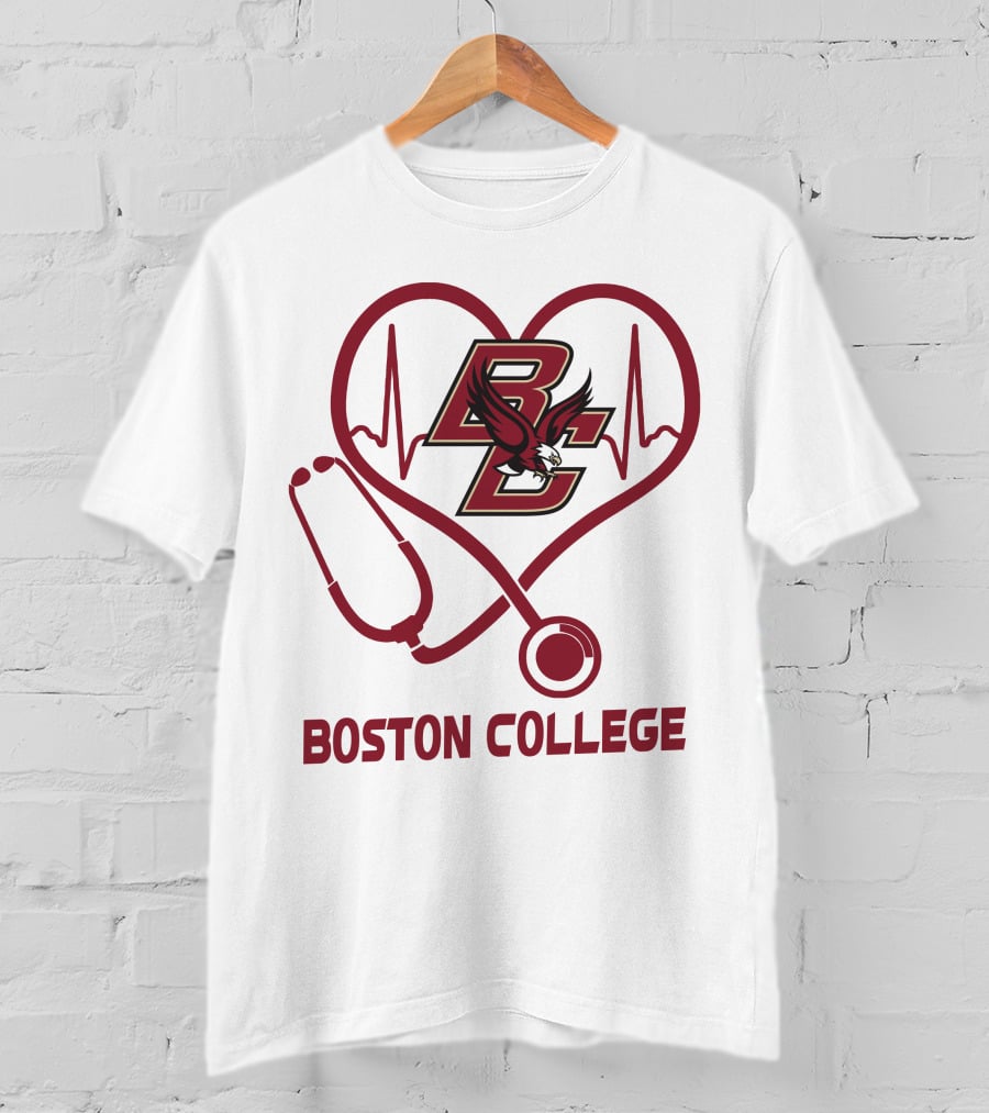 Nurse Heartbeat Love Boston College Eagles T-Shirt
