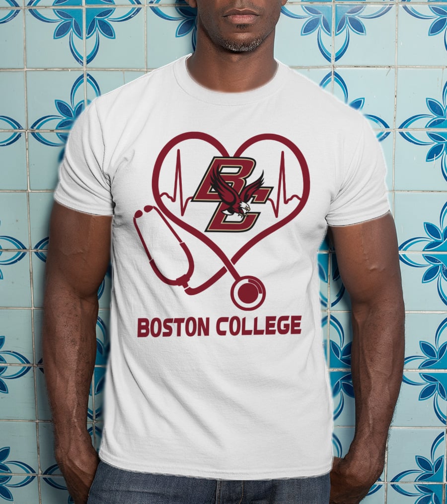 Nurse Heartbeat Love Boston College Eagles T-Shirt