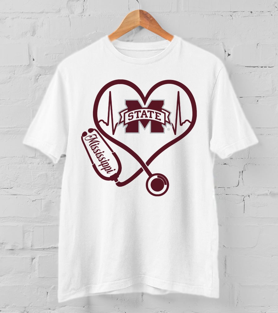 Mississippi State Bulldogs Nurse Heartbeat T-Shirt