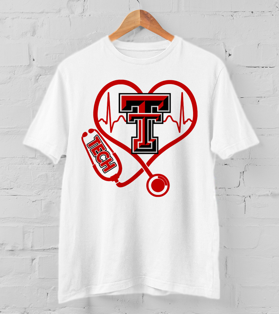 Texas Tech Nurse Heart Stethoscope Love T-Shirt