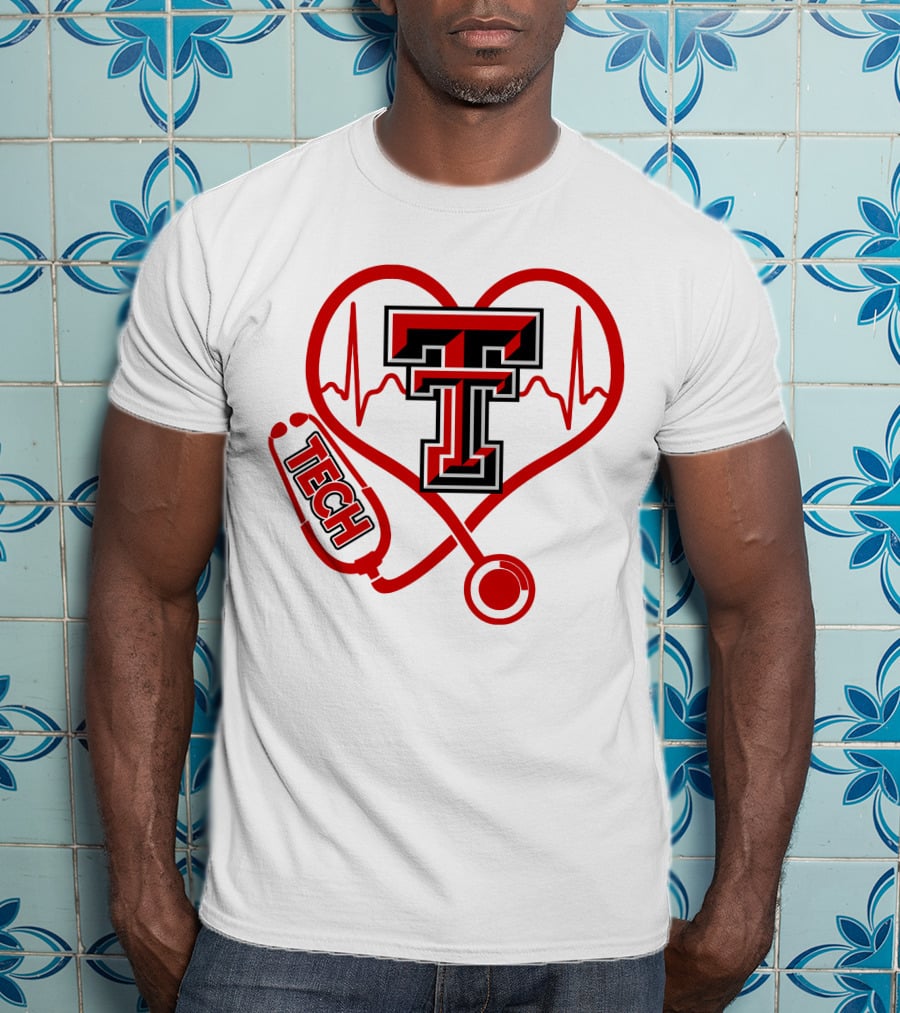 Texas Tech Nurse Heart Stethoscope Love T-Shirt