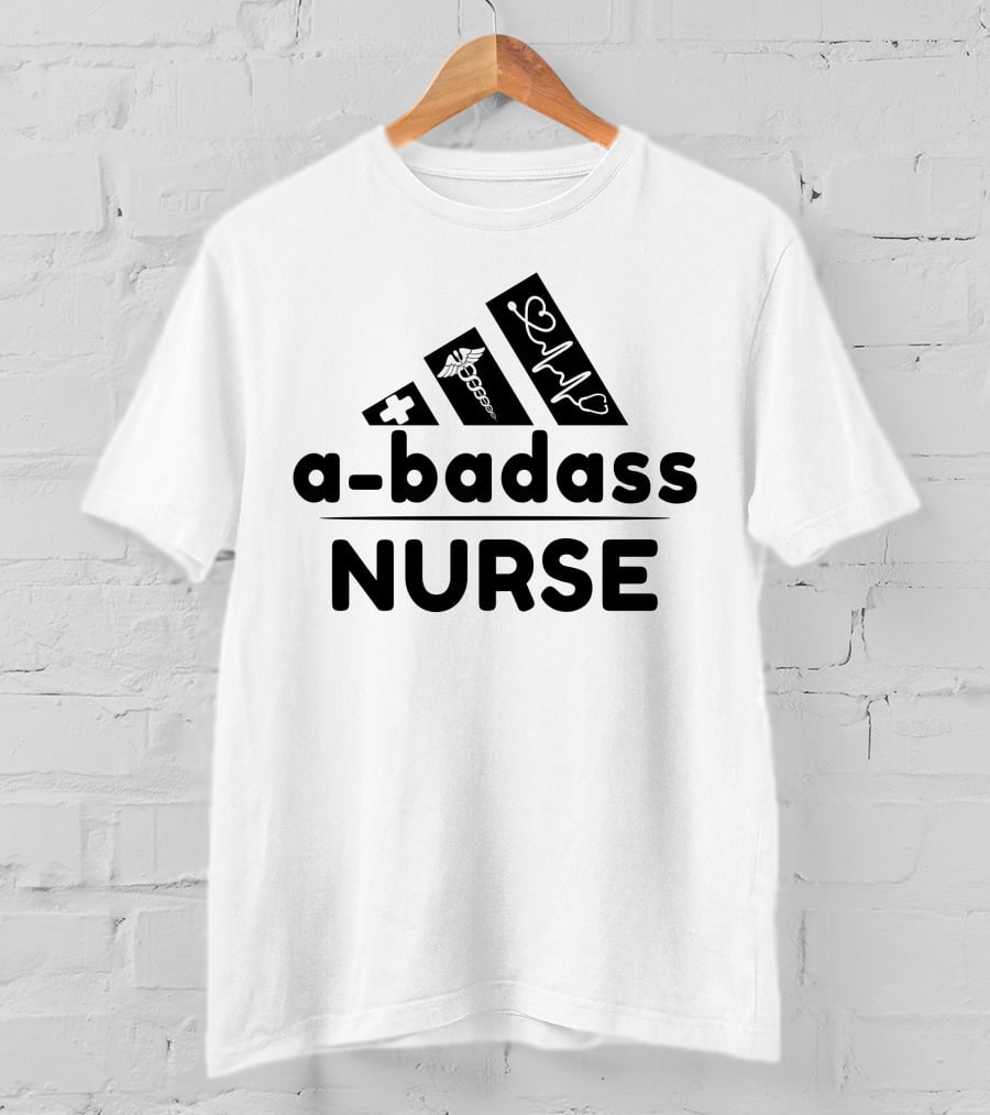 A-Badass Nurse Medical Heartbeat Symbol T-Shirt