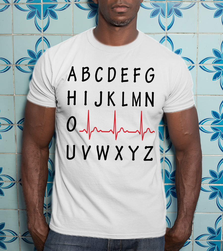 ABCDEFGHI Heartbeat Alphabet O UVWXYZ T-Shirt