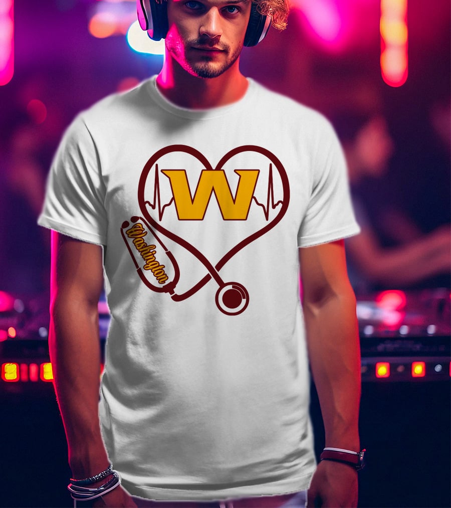 Washington Nurse Love Heartbeat Stethoscope W T-Shirt