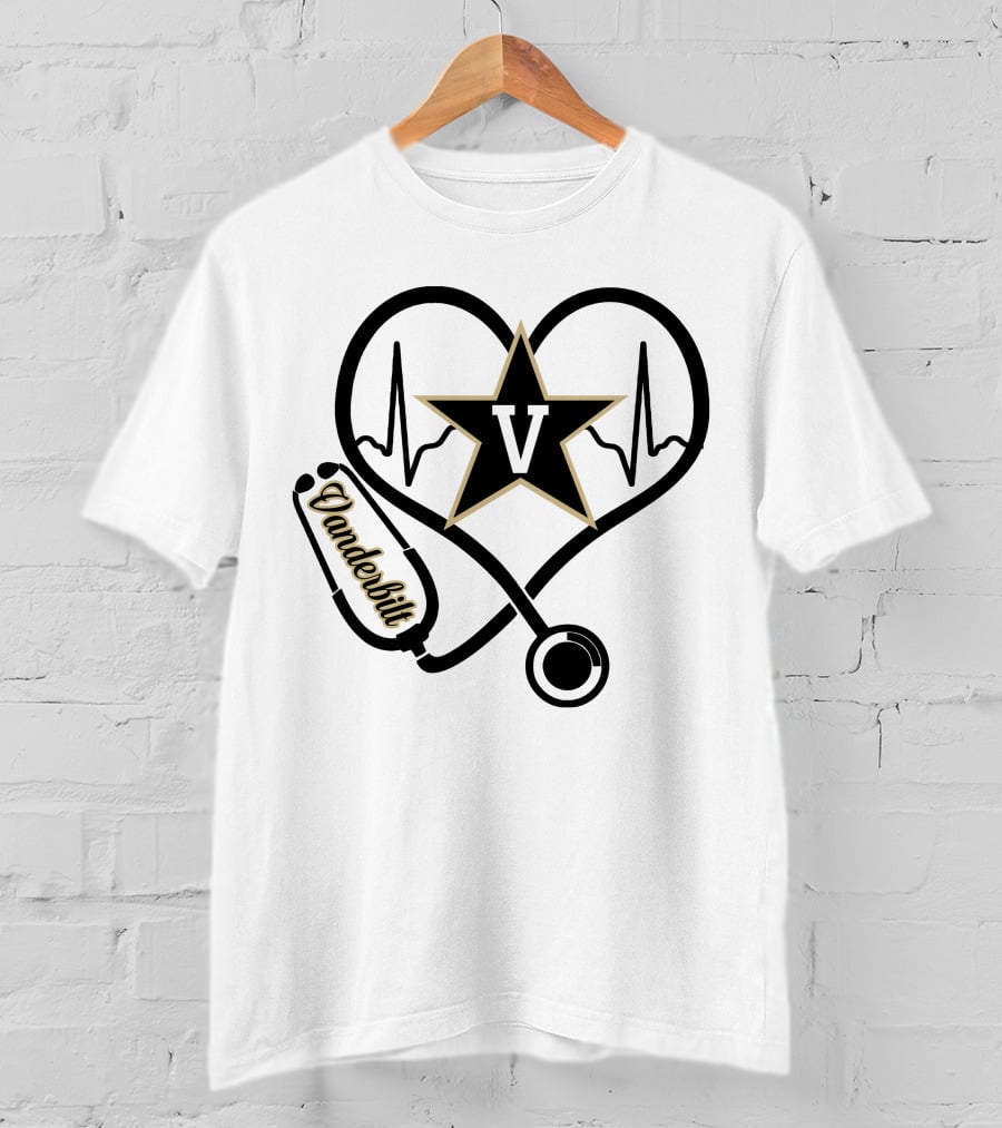 Vanderbilt Nurse Heartbeat Stethoscope Vanderbilt Commodores T-Shirt