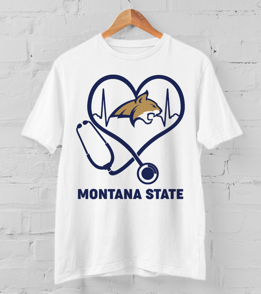Montana State Bobcats Nurse Heartbeat Stethoscope T-Shirt