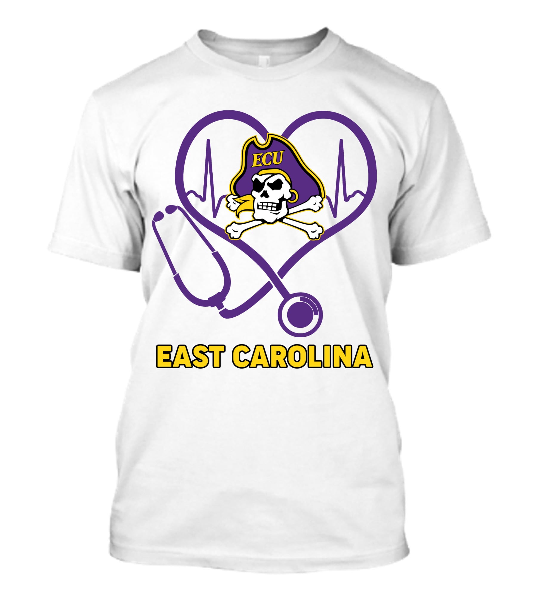 ECU Nurse Heartbeat East Carolina Pirates Stethoscope T-Shirt