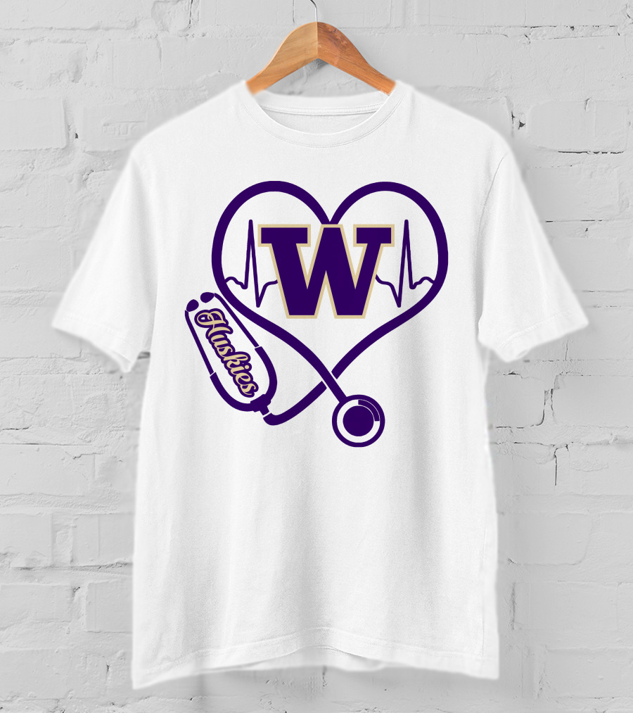 Huskies Stethoscope Heart W Washington T-Shirt