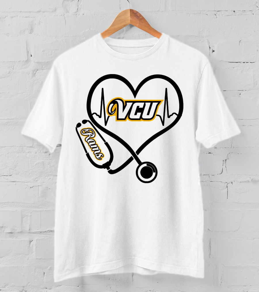 VCU Rams Nurse Heartbeat Stethoscope T-Shirt