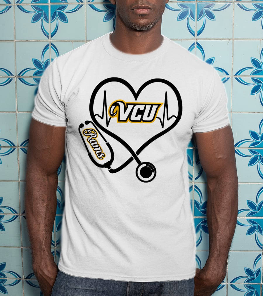 VCU Rams Nurse Heartbeat Stethoscope T-Shirt