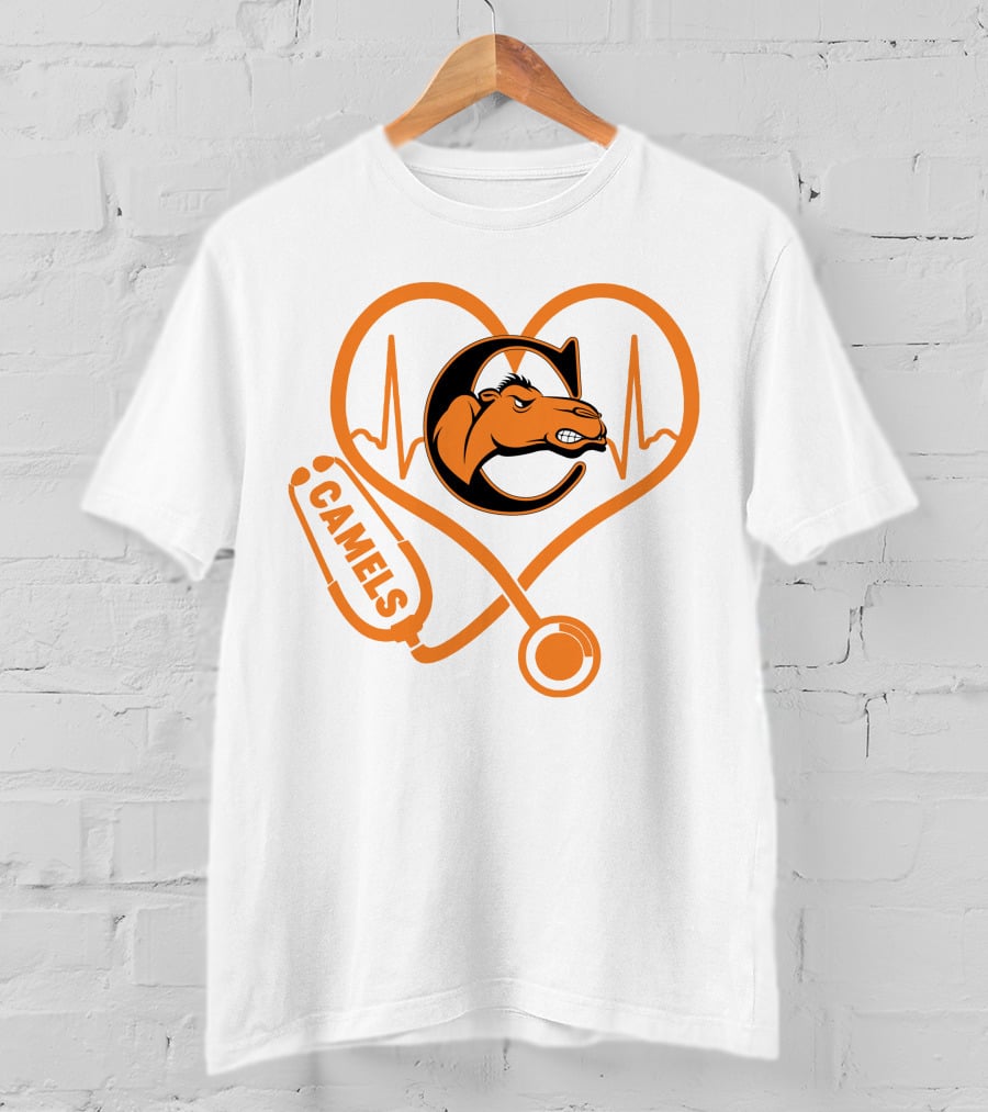 Nurse Love Camels Heartbeat Campbell Fighting Camels T-Shirt
