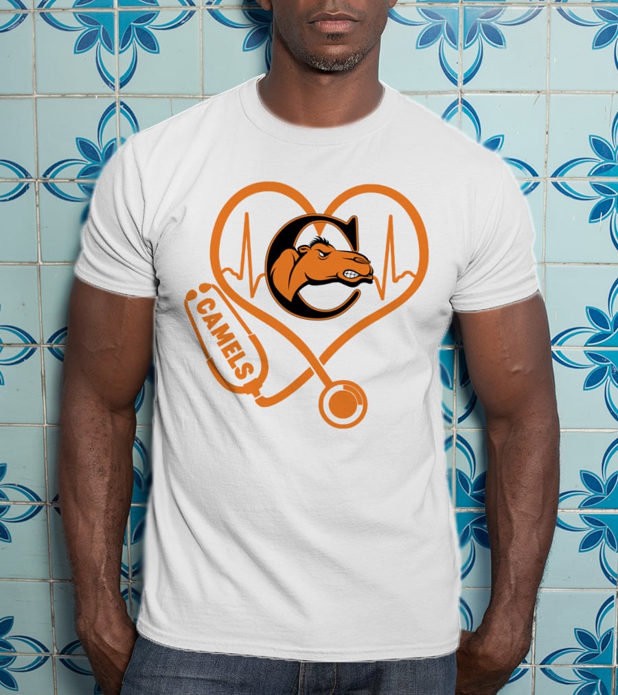 Nurse Love Camels Heartbeat Campbell Fighting Camels T-Shirt