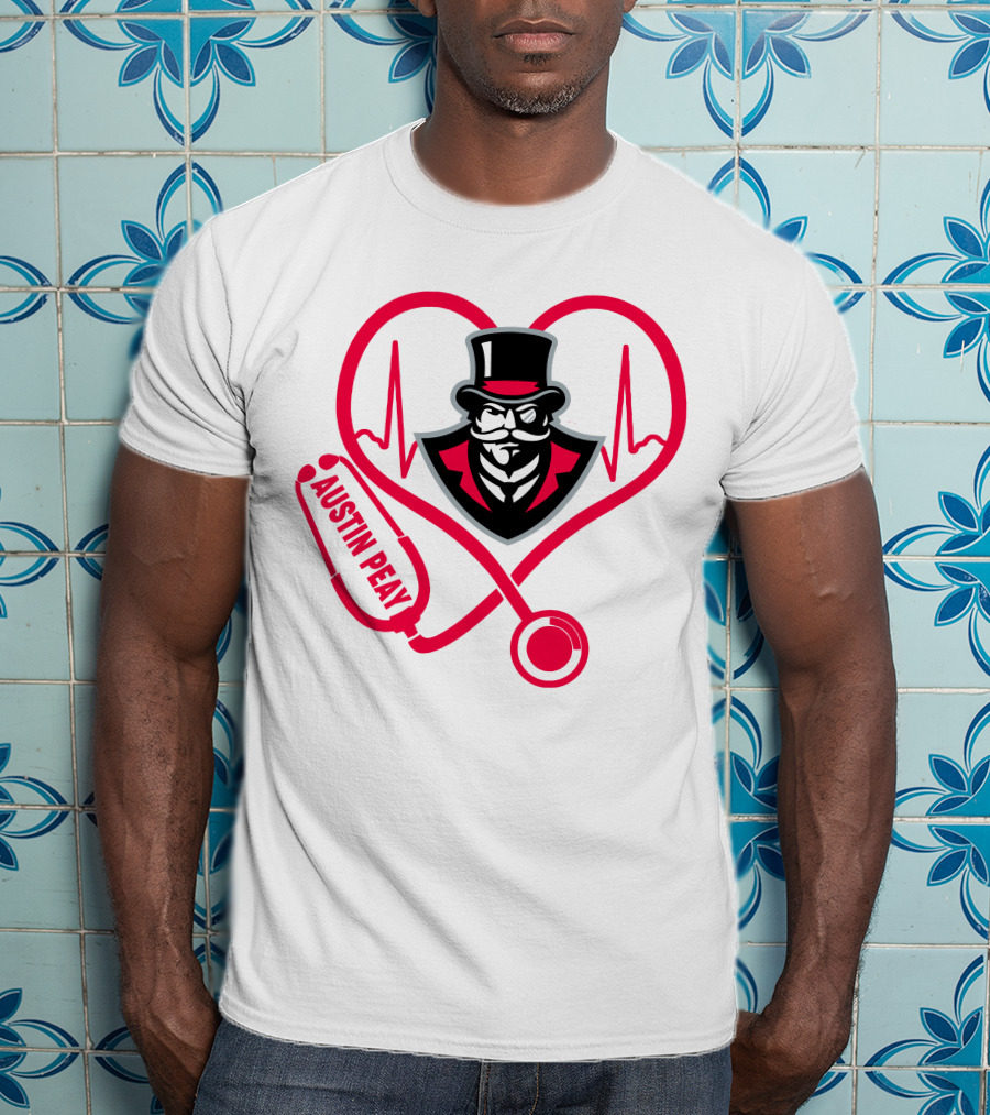 Austin Peay State University Nurse Heartbeat Stethoscope T-Shirt