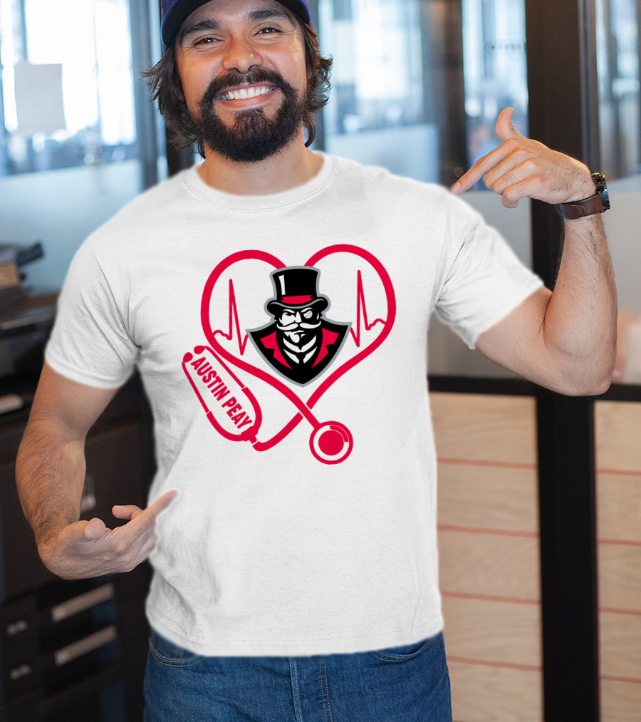 Austin Peay State University Nurse Heartbeat Stethoscope T-Shirt