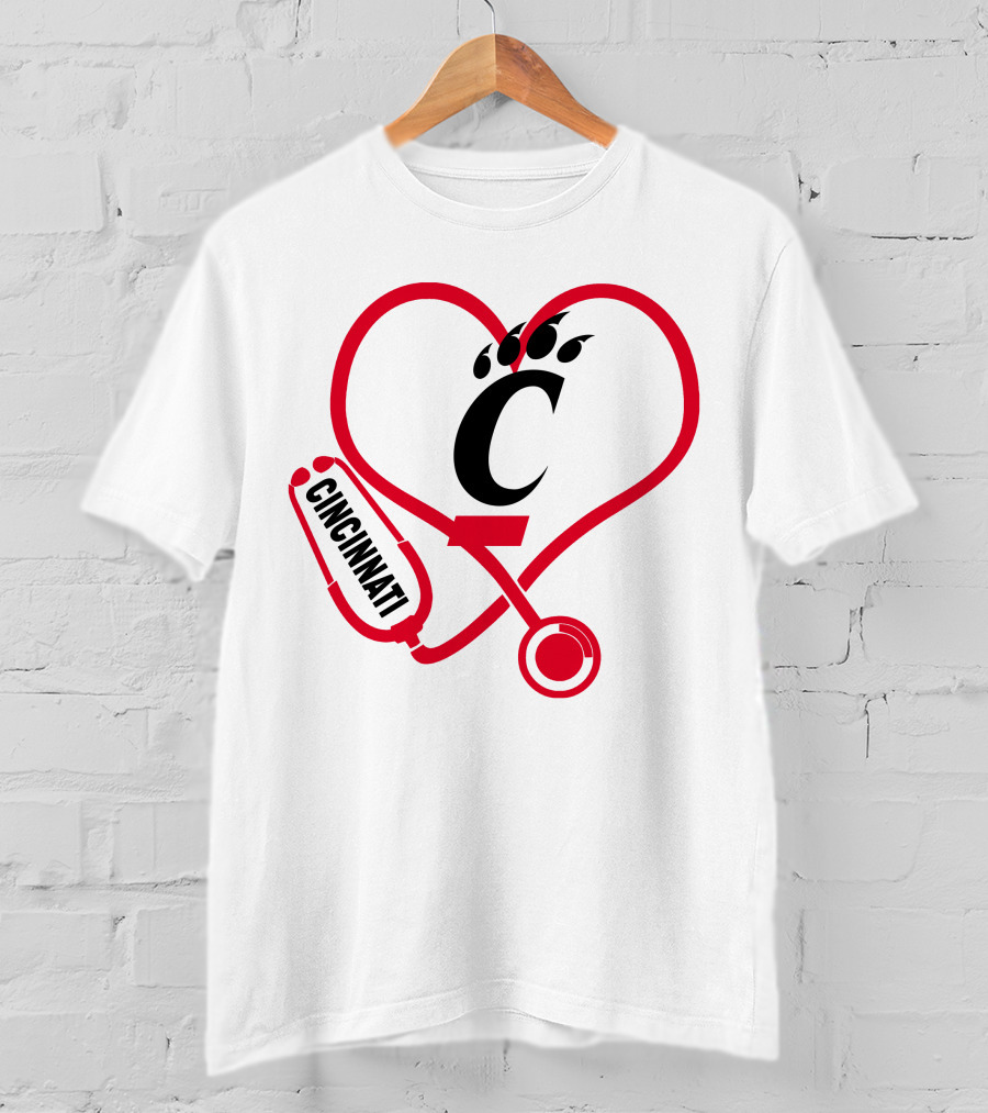 Cincinnati Bearcats Nurse Heart Stethoscope T-Shirt