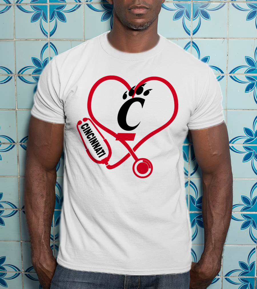 Cincinnati Bearcats Nurse Heart Stethoscope T-Shirt