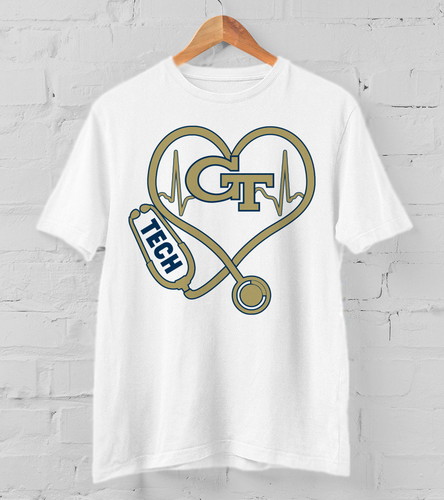 GT Heart Stethoscope Tech Nurse Love Georgia Football T-Shirt