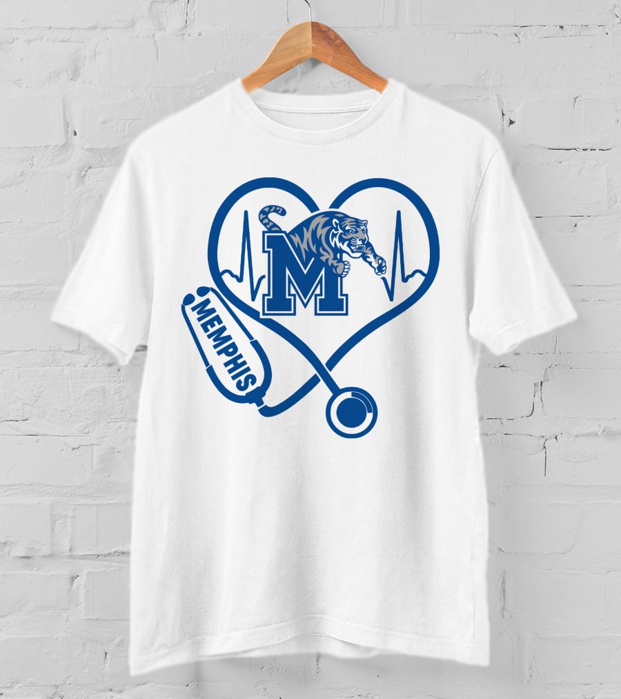 Memphis Tigers Nurse Heartbeat Stethoscope T-Shirt
