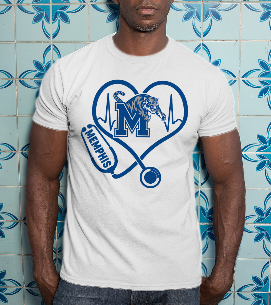Memphis Tigers Nurse Heartbeat Stethoscope T-Shirt