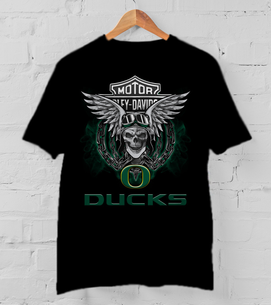 Harley Davidson Motor Skull Wings Oregon Ducks T-Shirt
