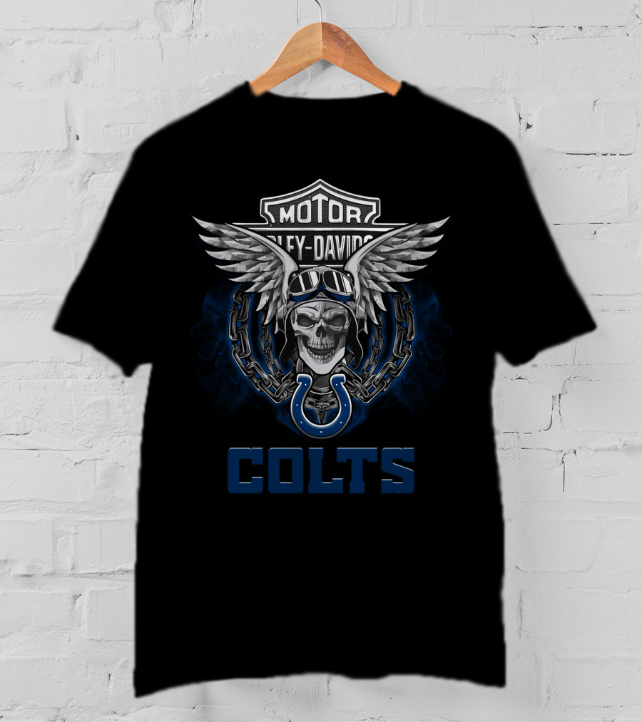 Harley Davidson Motorcycles Nfl Indianapolis Colts Skull Wings T-Shirt