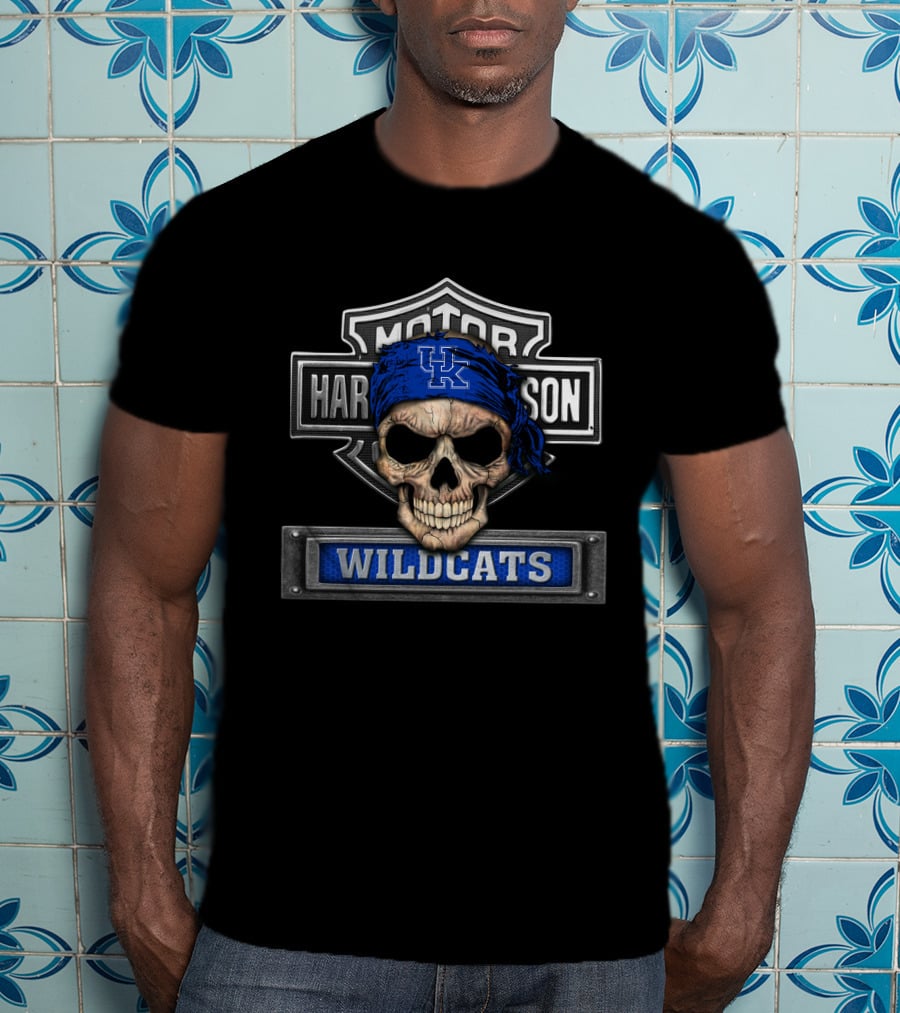 Harley Davidson Motorcycle Skull Kentucky Wildcats Ncaa T-Shirt