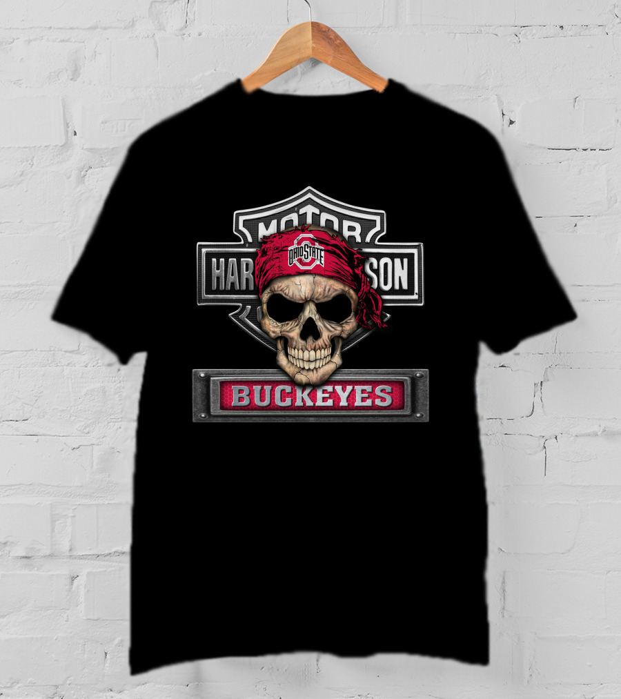 Harley Davidson Ohio State Buckeyes Skull Biker Ncaa T-Shirt