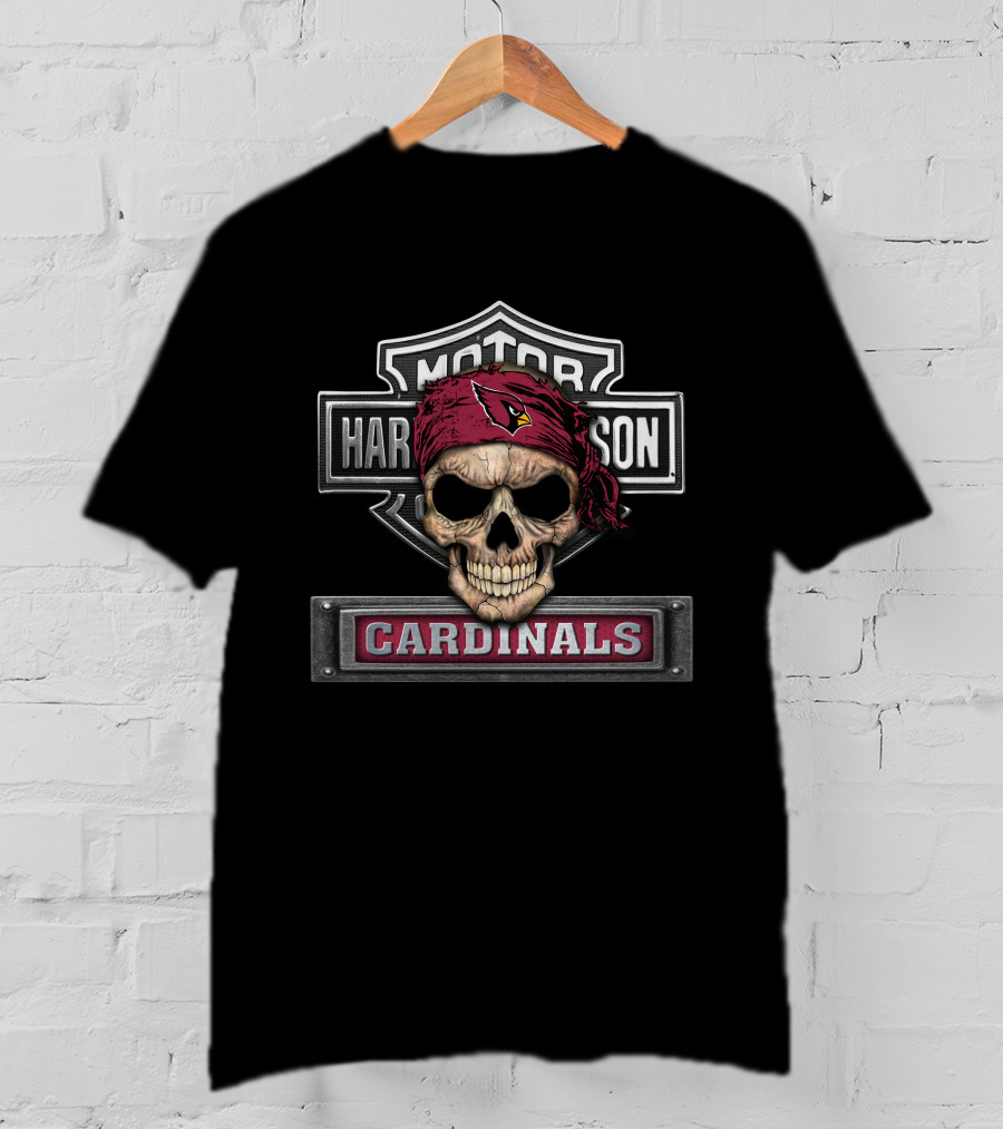 Harley Davidson Motorcycle Skull Bandana Cardinals Nfl Arizona T-Shirt