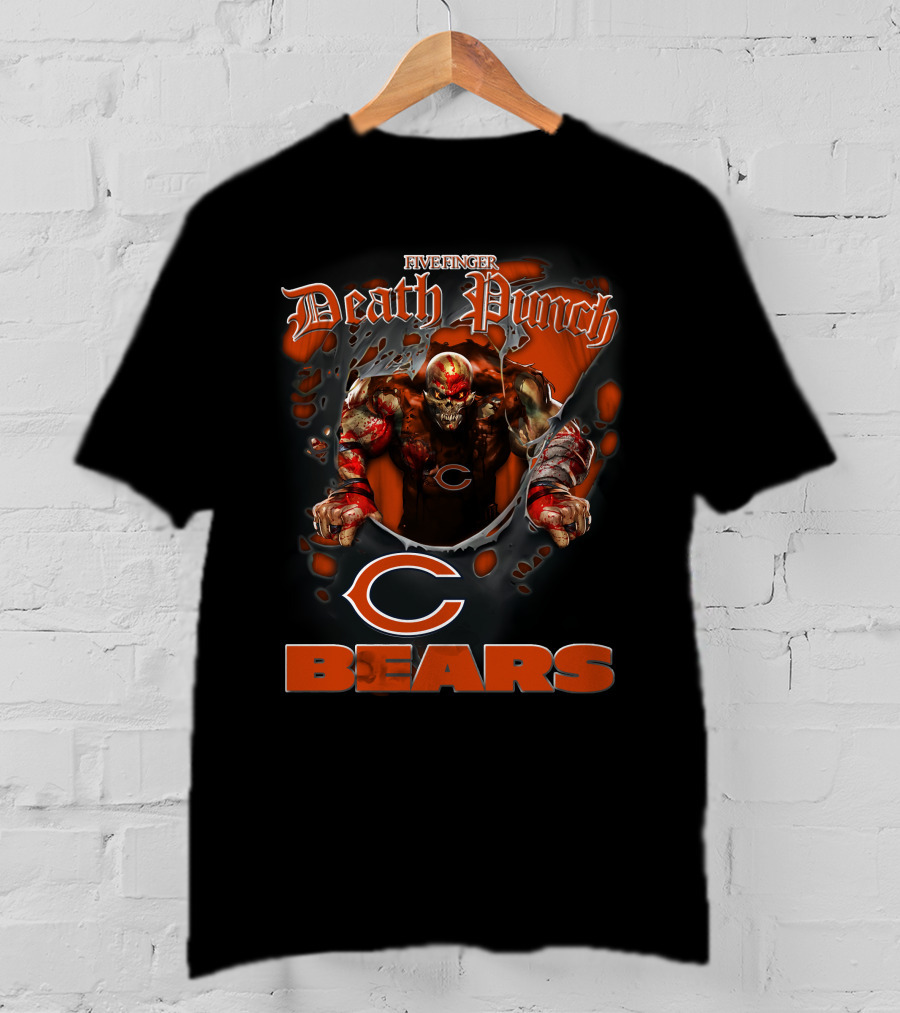 Five Finger Death Punch Harley Davidson Chicago Bears Nfl Biker T-Shirt