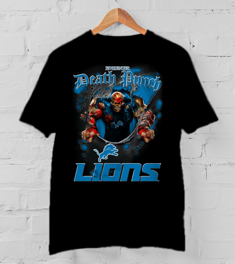 Five Finger Death Punch Detroit Lions Harley Davidson Biker Nfl T-Shirt