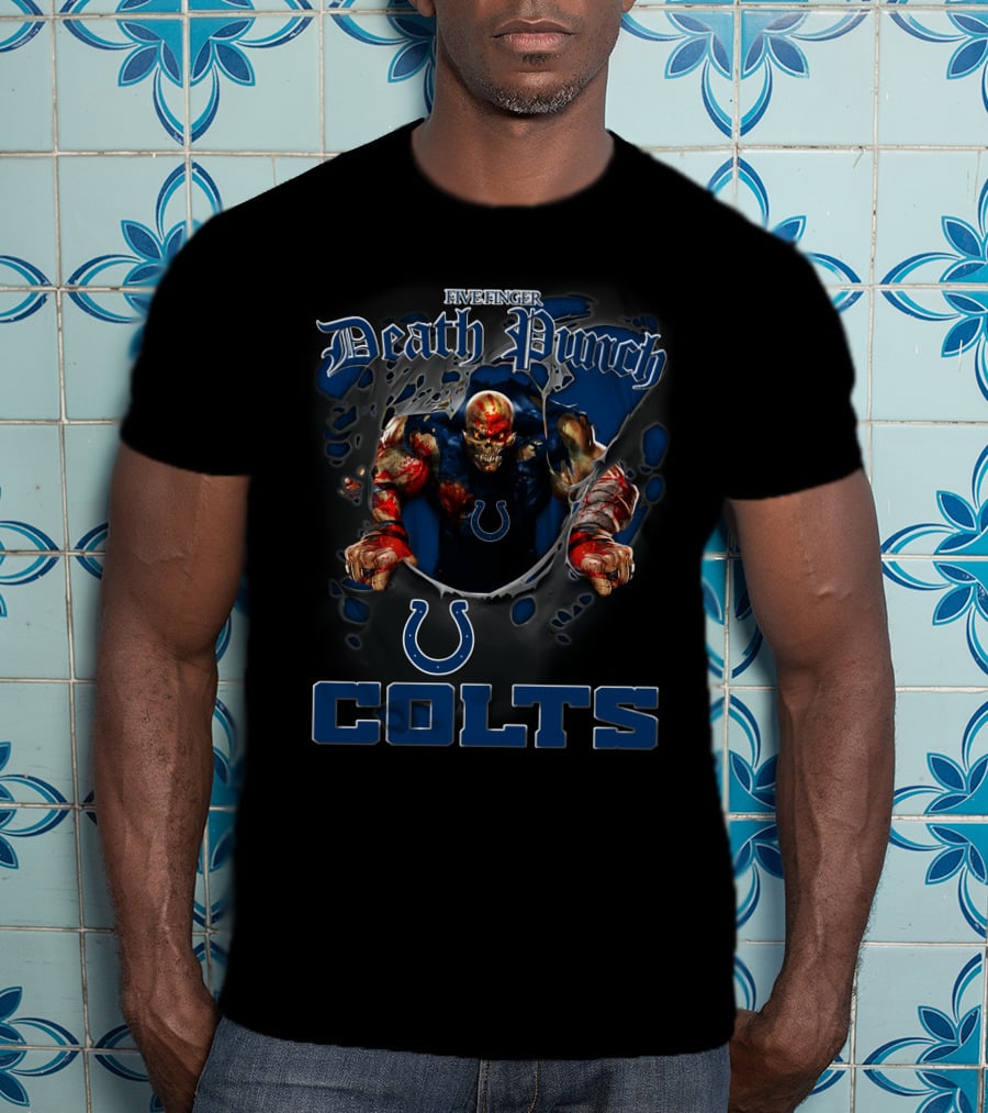 Five Finger Death Punch Nfl Indianapolis Colts Motorcycle Biker T-Shirt