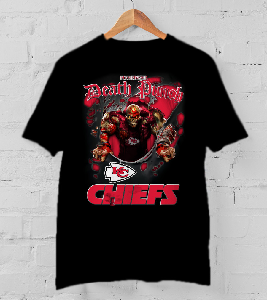 Harley Davidson Motorcycle Biker Five Finger Death Punch Nfl Kansas City Chiefs T-Shirt