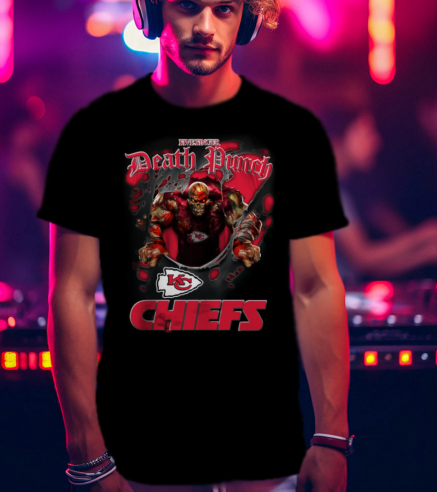 Harley Davidson Motorcycle Biker Five Finger Death Punch Nfl Kansas City Chiefs T-Shirt
