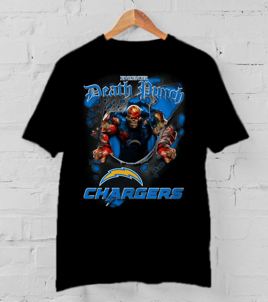 Five Finger Death Punch Los Angeles Chargers Harley Davidson Motorcycle Biker Nfl T-Shirt