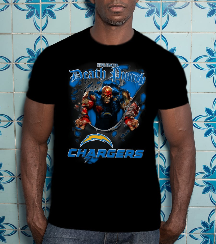 Five Finger Death Punch Los Angeles Chargers Harley Davidson Motorcycle Biker Nfl T-Shirt