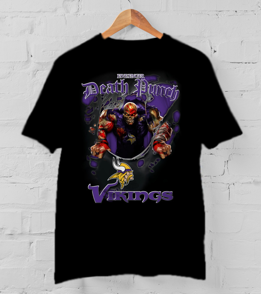 Harley Davidson Motorcycle Biker Five Finger Death Punch Nfl Minnesota Vikings T-Shirt